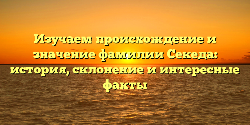 Изучаем происхождение и значение фамилии Секеда: история, склонение и интересные факты