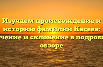 Изучаем происхождение и историю фамилии Касеев: значение и склонение в подробном обзоре