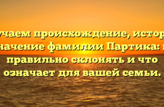 Изучаем происхождение, историю и значение фамилии Партика: как правильно склонять и что означает для вашей семьи.