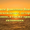 Изучаем фамилию Вивчарь: происхождение, история и значение, а также правила склонения.