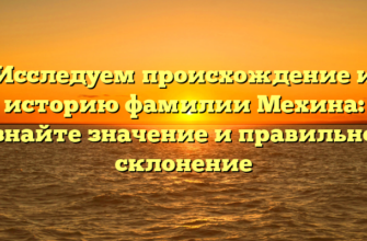 Исследуем происхождение и историю фамилии Мехина: узнайте значение и правильное склонение