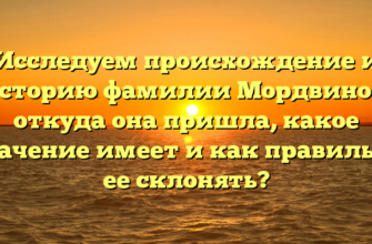 Исследуем происхождение и историю фамилии Мордвинов: откуда она пришла, какое значение имеет и как правильно ее склонять?