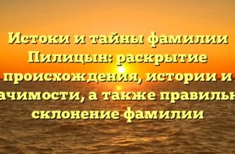 Истоки и тайны фамилии Пилицын: раскрытие происхождения, истории и значимости, а также правильное склонение фамилии