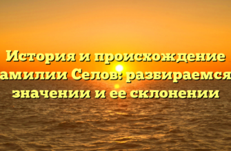 История и происхождение фамилии Селов: разбираемся в значении и ее склонении