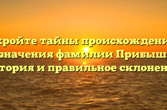 Откройте тайны происхождения и значения фамилии Прибыш: история и правильное склонение