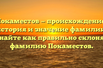 Покаместов — происхождение, история и значение фамилии. Узнайте как правильно склонять фамилию Покаместов.