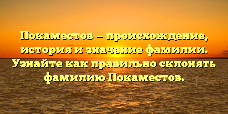 Покаместов — происхождение, история и значение фамилии. Узнайте как правильно склонять фамилию Покаместов.