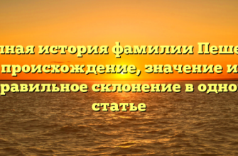 Полная история фамилии Пешель: происхождение, значение и правильное склонение в одной статье