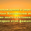 Происхождение и значение фамилии Кишенкова: все, что нужно знать о склонении и истории этой фамилии