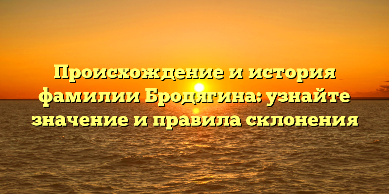 Происхождение и история фамилии Бродягина: узнайте значение и правила склонения