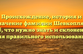 Происхождение, история и значение фамилии Шевкопляс: всё, что нужно знать и склонение для правильного использования