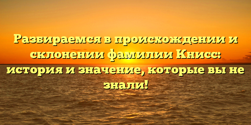 Разбираемся в происхождении и склонении фамилии Книсс: история и значение, которые вы не знали!