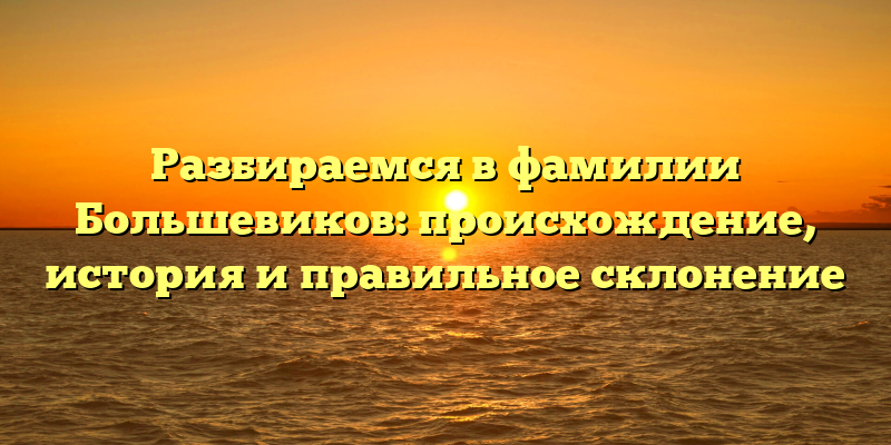 Разбираемся в фамилии Большевиков: происхождение, история и правильное склонение