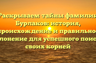 Раскрываем тайны фамилии Бурлаков: история, происхождение и правильное склонение для успешного поиска своих корней