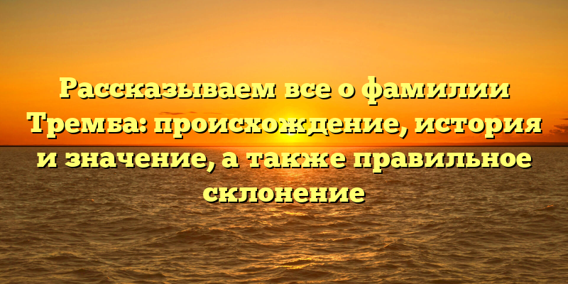 Рассказываем все о фамилии Тремба: происхождение, история и значение, а также правильное склонение