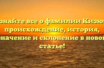 Узнайте все о фамилии Кизюн: происхождение, история, значение и склонение в новой статье!