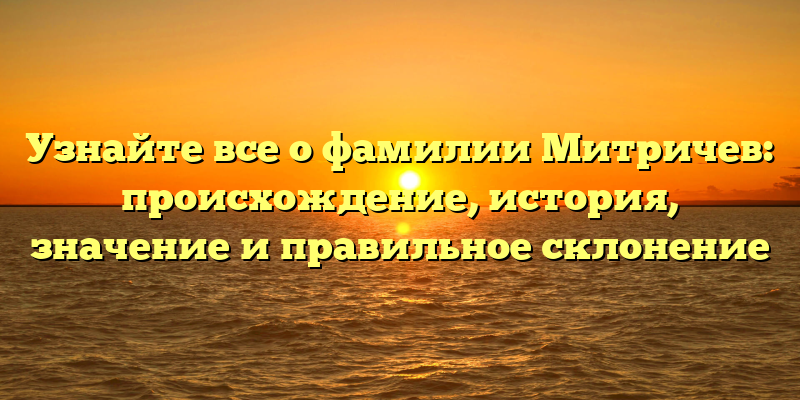 Узнайте все о фамилии Митричев: происхождение, история, значение и правильное склонение