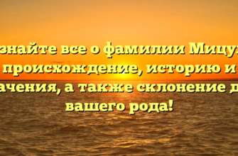 Узнайте все о фамилии Мицул: происхождение, историю и значения, а также склонение для вашего рода!