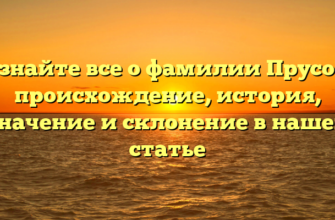 Узнайте все о фамилии Прусов: происхождение, история, значение и склонение в нашей статье