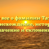 Узнайте все о фамилии Татошкин: происхождение, история, значение и склонение