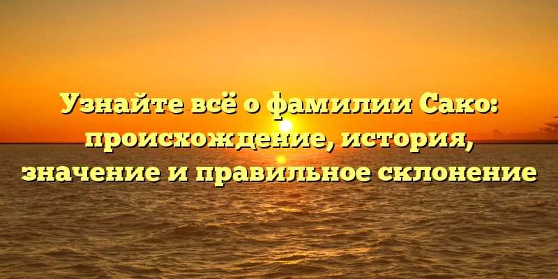 Узнайте всё о фамилии Сако: происхождение, история, значение и правильное склонение