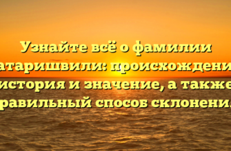 Узнайте всё о фамилии Татаришвили: происхождение, история и значение, а также правильный способ склонения!