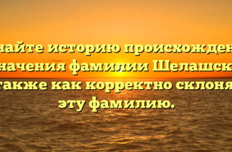 Узнайте историю происхождения и значения фамилии Шелашский, а также как корректно склонять эту фамилию.