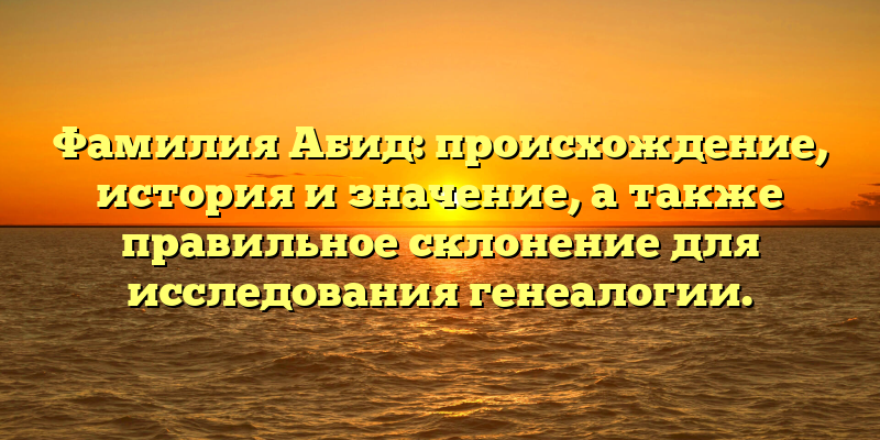 Фамилия Абид: происхождение, история и значение, а также правильное склонение для исследования генеалогии.