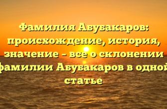 Фамилия Абубакаров: происхождение, история, значение – все о склонении фамилии Абубакаров в одной статье