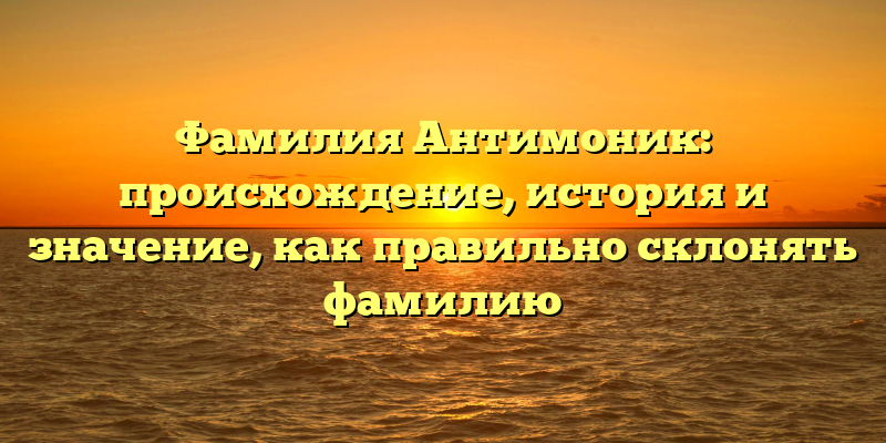 Фамилия Антимоник: происхождение, история и значение, как правильно склонять фамилию