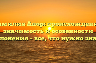 Фамилия Апор: происхождение, значимость и особенности склонения – все, что нужно знать