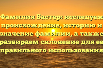 Фамилия Бастер: исследуем происхождение, историю и значение фамилии, а также разбираем склонение для ее правильного использования