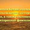 Фамилия Белан: исследуем происхождение, историю и значение, а также склонение этой интересной фамилии