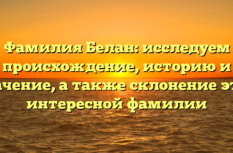 Фамилия Белан: исследуем происхождение, историю и значение, а также склонение этой интересной фамилии