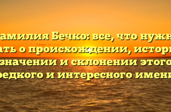 Фамилия Бечко: все, что нужно знать о происхождении, истории, значении и склонении этого редкого и интересного имени