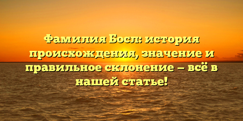 Фамилия Босл: история происхождения, значение и правильное склонение — всё в нашей статье!