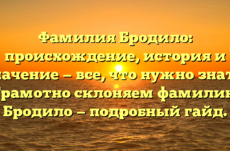 Фамилия Бродило: происхождение, история и значение — все, что нужно знать. Грамотно склоняем фамилию Бродило — подробный гайд.