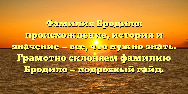 Фамилия Бродило: происхождение, история и значение — все, что нужно знать. Грамотно склоняем фамилию Бродило — подробный гайд.