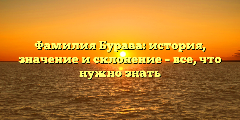 Фамилия Бурава: история, значение и склонение – все, что нужно знать