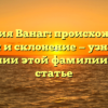 Фамилия Ванаг: происхождение, история и склонение — узнайте все о значении этой фамилии в одной статье