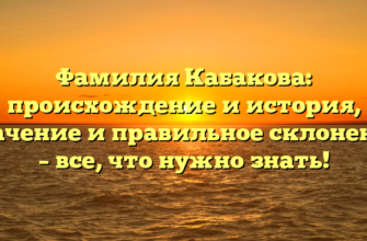 Фамилия Кабакова: происхождение и история, значение и правильное склонение – все, что нужно знать!