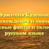 Фамилия Казенин: происхождение и значение, интересные факты и склонение в русском языке