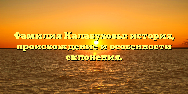 Фамилия Калабуховы: история, происхождение и особенности склонения.