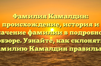 Фамилия Камалдин: происхождение, история и значение фамилии в подробном обзоре. Узнайте, как склонять фамилию Камалдин правильно!