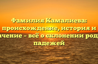 Фамилия Камалиева: происхождение, история и значение – всё о склонении рода и падежей