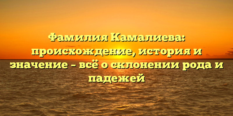 Фамилия Камалиева: происхождение, история и значение – всё о склонении рода и падежей