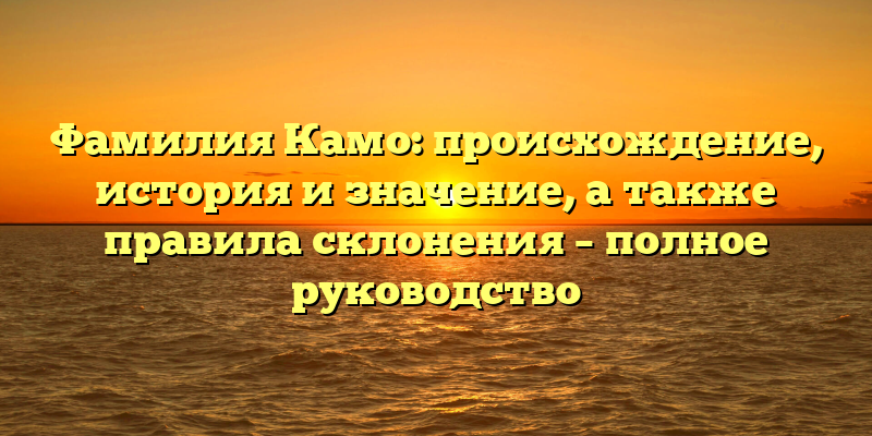 Фамилия Камо: происхождение, история и значение, а также правила склонения – полное руководство