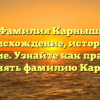 Фамилия Карныш: происхождение, история и значение. Узнайте как правильно склонять фамилию Карныш.