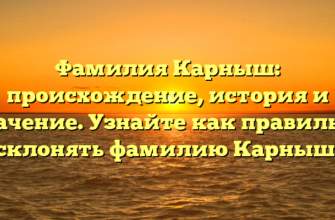 Фамилия Карныш: происхождение, история и значение. Узнайте как правильно склонять фамилию Карныш.