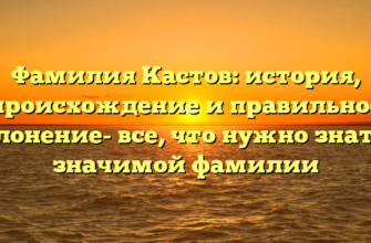 Фамилия Кастов: история, происхождение и правильное склонение- все, что нужно знать о значимой фамилии